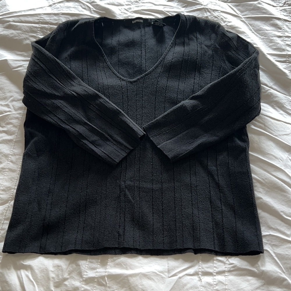 Express Black Stretch V-neck Top